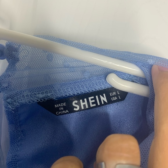 SHEIN mesh mock neck polka dot crop top - Picture 2 of 9